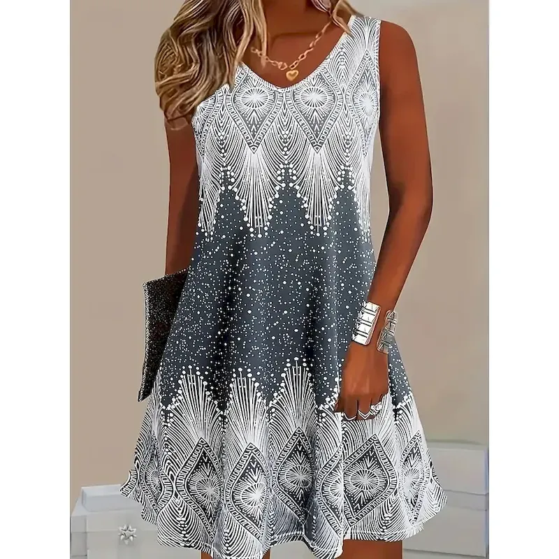 gitdwh1753438645218.webp Women's Mini Dress Sundress A Line Dress Summer Dress Casual Daily Beach Regular Fit Ombre Graphic Galaxy Sleeveless Crew Neck V Neck Light Green Blue Light Purple Summer Spring - Image 1