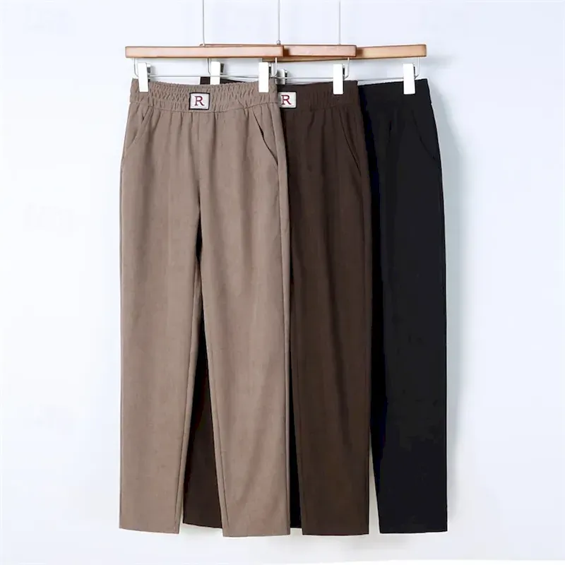 pjmzxb1752566614287.webp Women's Dress Pants Pants Trousers Fashion Streetwear Full Length High Waist Plain Pocket Elastic Waist Breathability Comfortable Street Daily Wear Going out Black Brown Khaki Spring Fall Regular Fit - Image 1