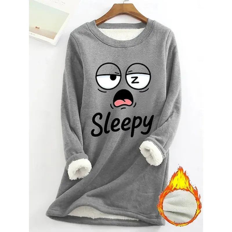 wpzatf1756784984689.webp Women's Pullover Sweatshirt Graphic Warm Casual Fuzzy Long Sleeve Round Neck Regular Tops Street Casual Yellow Pink Dark Pink Blue Gray Spring Fall Winter - Image 1