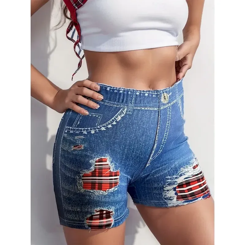 zanyib1747220704392.webp Women's Leggings Shorts 3D Print Chinos Vacation Vintage Streetwear Short High Waist Plain Printing Comfy Soft Comfortable Stretchy Outdoor Vacation Street Navy Blue Royal Blue Blue Summer Slim Fit - Image 1